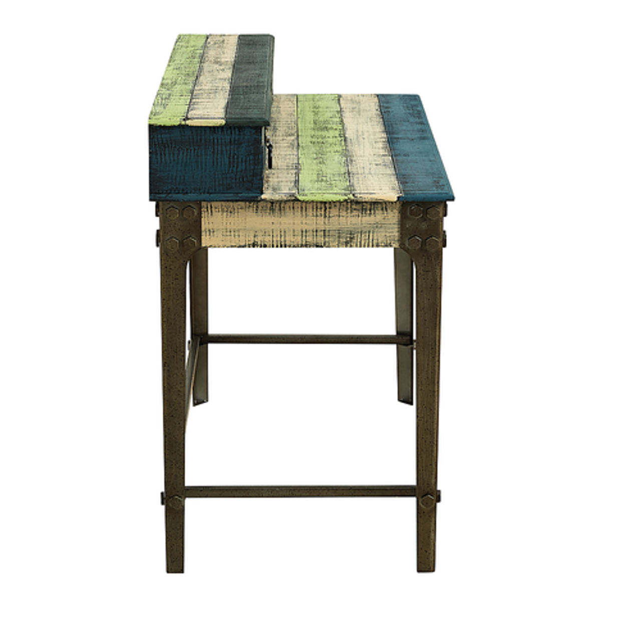 Linon Home Décor - Calson Three-Drawer Weathered Industrial-Style Desk - Multicolor Stripes