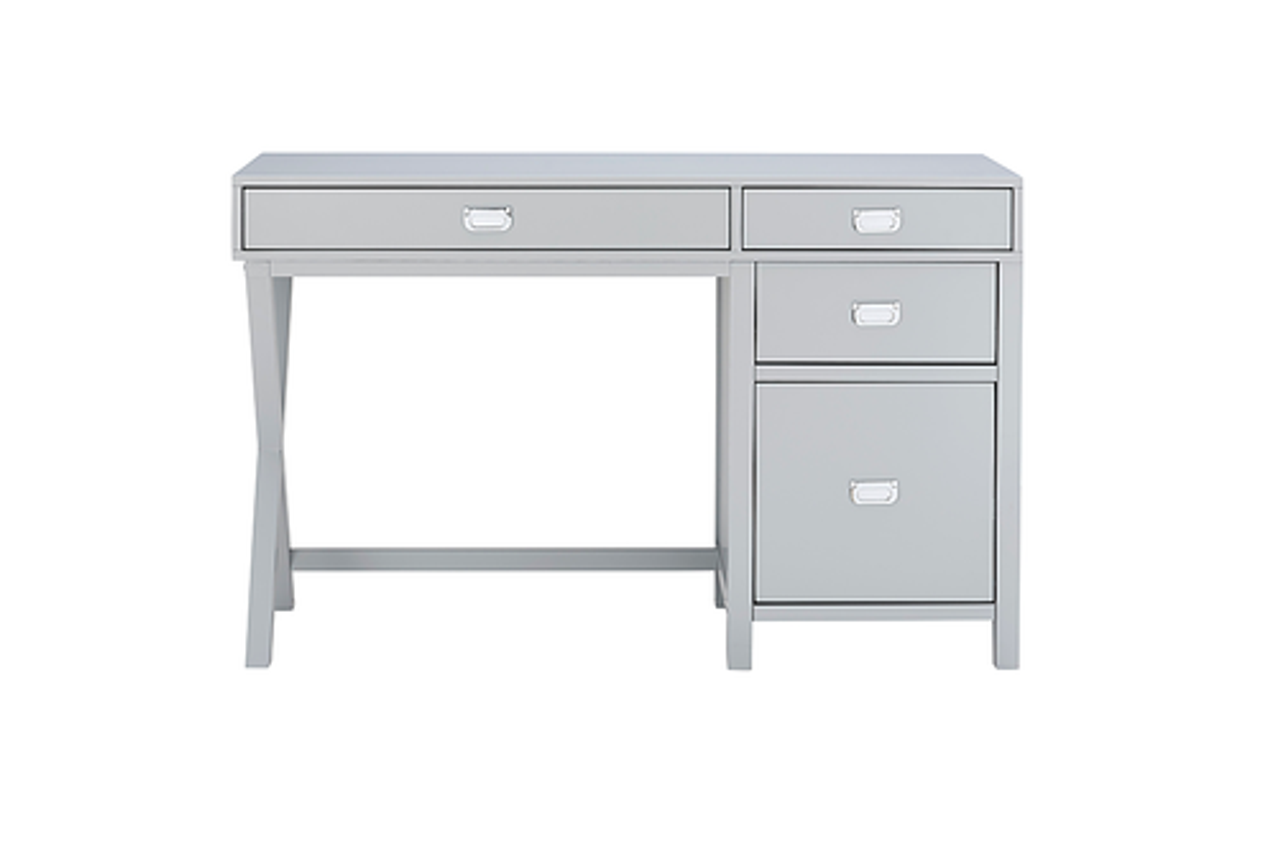 Linon Home Décor - Penrose Four-Drawer Side Storage Desk - Gray Paint / Silver Hardware