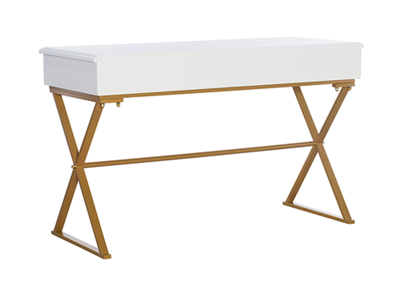 Linon Home Décor - Edmore Two-Drawer Campaign Desk - White & Gold