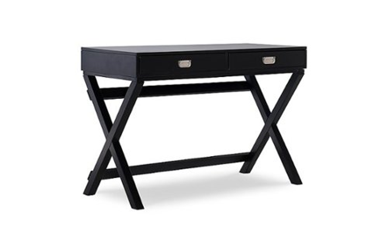 Linon Home Décor - Penrose Two-Drawer Campaign-Style Writing Desk - Black