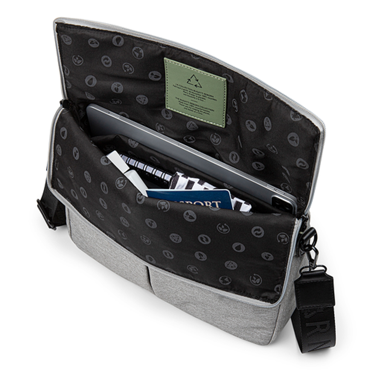 BUGATTI - Reborn Collection - Convertible Crossbody to a Waist Bag- RPET Polyester - Gray