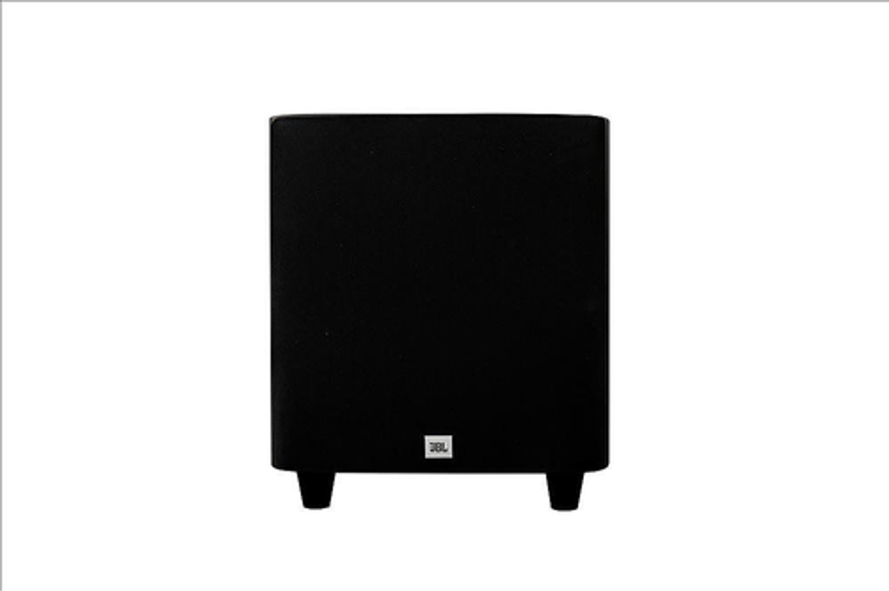 JBL - Studio 650P, 10", 500 Watt Powered Subwoofer - Dark Wood