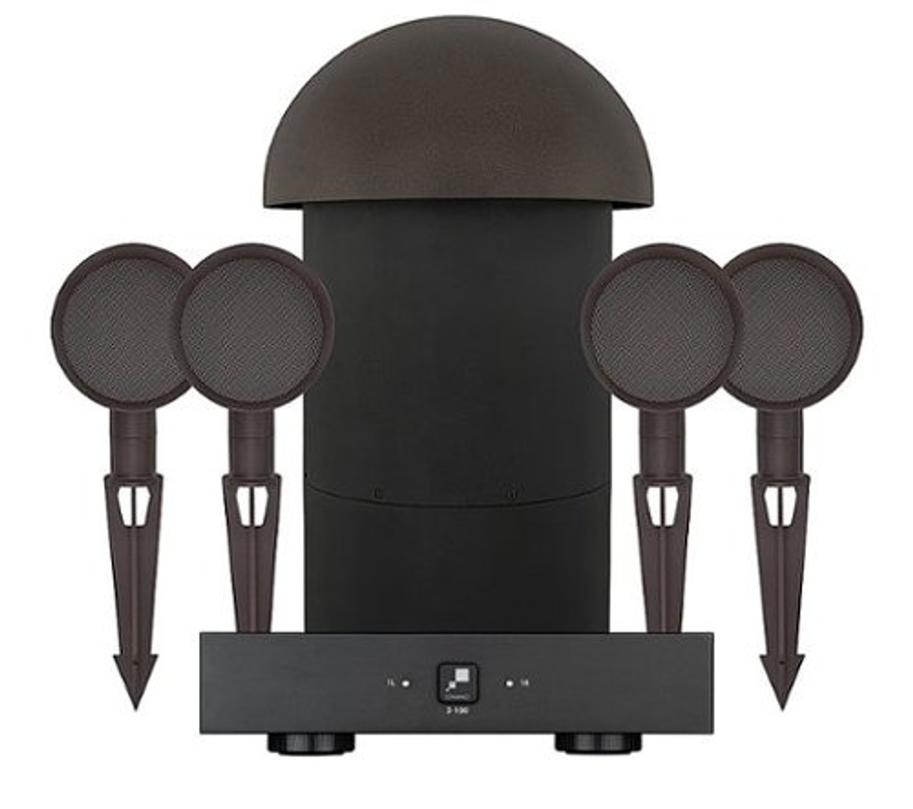 Sonance - PATIO4.1 W/ 2-100 AMP - Patio Series 4.1-Ch. Outdoor Speaker System with 2-Ch. Amplifier (Each) - Brown/Black