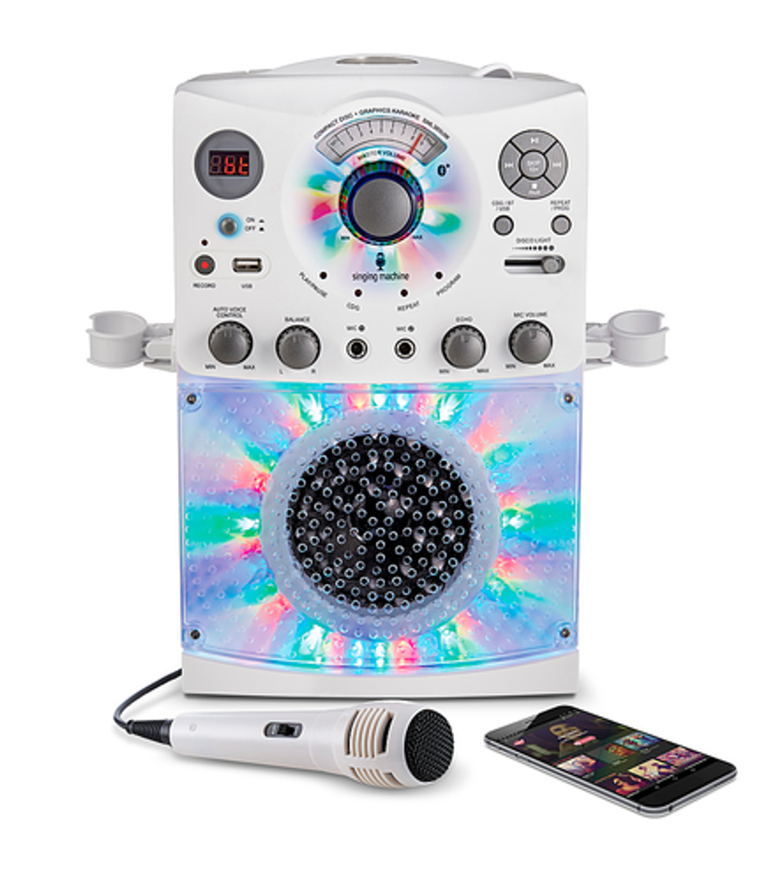 Singing Machine - Bluetooth & CD+G Karaoke System, white - White