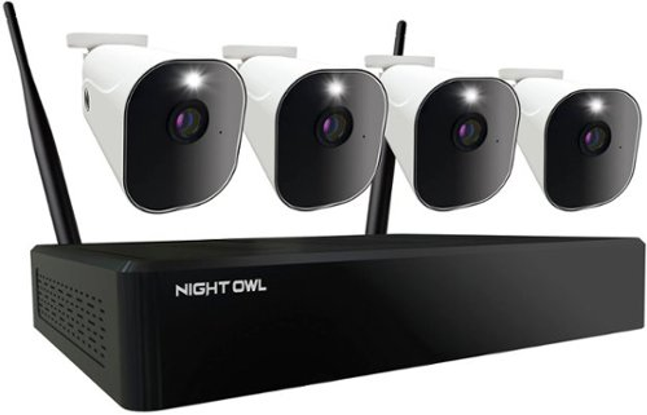Night Owl - 10 Channel 4K Wi-Fi NVR Security System with 1TB Hard Drive and 4 Wire Free 1080p Cameras - White