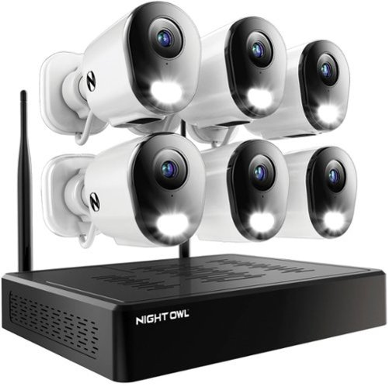 Night Owl - 10 Channel 4K Wi-Fi NVR Security System with 1TB Hard Drive and 6 Wi-Fi IP 2K Deterrence Cameras with 2-Way Audio