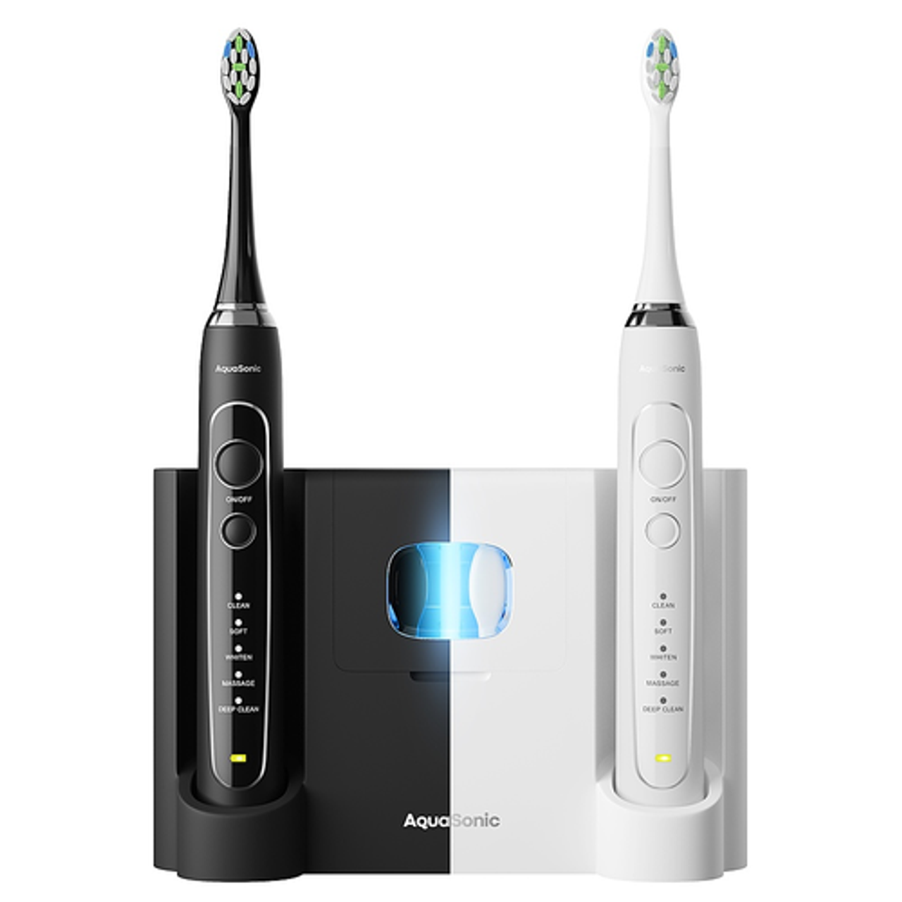 AquaSonic Elite Duo Series Electric Toothbrush Set - White and Black
