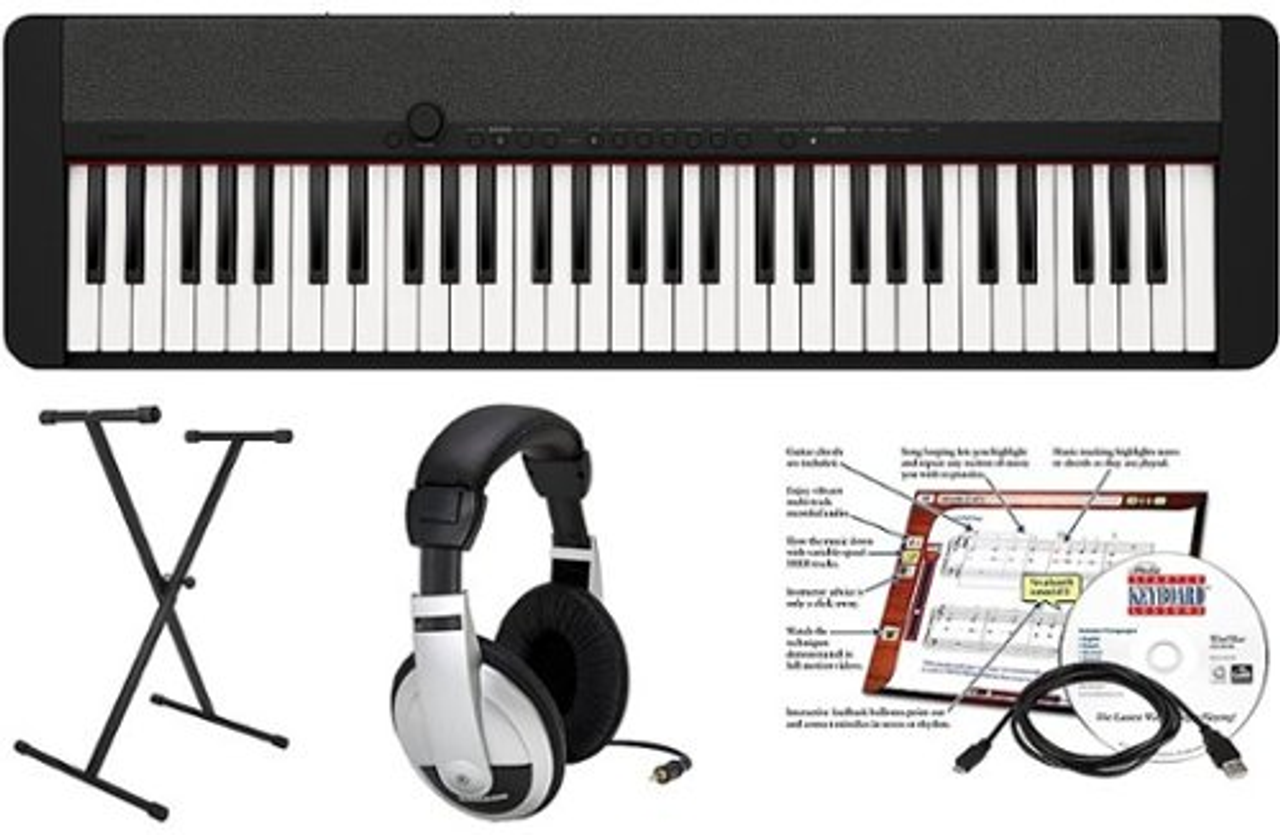 Casio CTS1BK EPA 61 Key Keyboard with Stand, AC Adapter, Headphones, and Software - Black