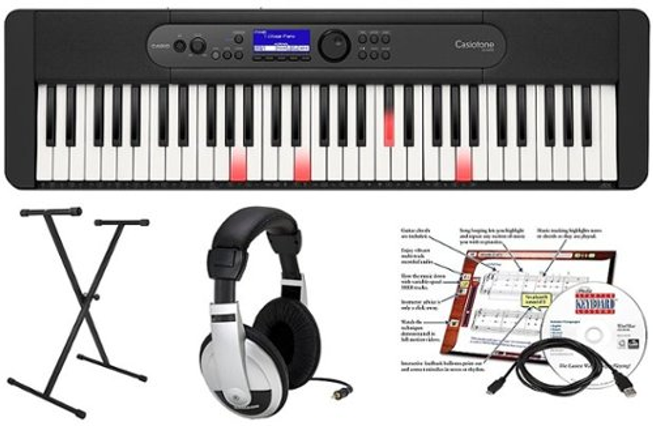 Casio LKS450 EPA 61 Key Keyboard with Stand, AC Adapter, Headphones, and Software - Black