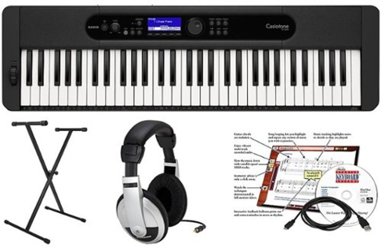 Casio CTS400 EPA 61 Key Keyboard with Stand, AC Adapter, Headphones, and Software - Black