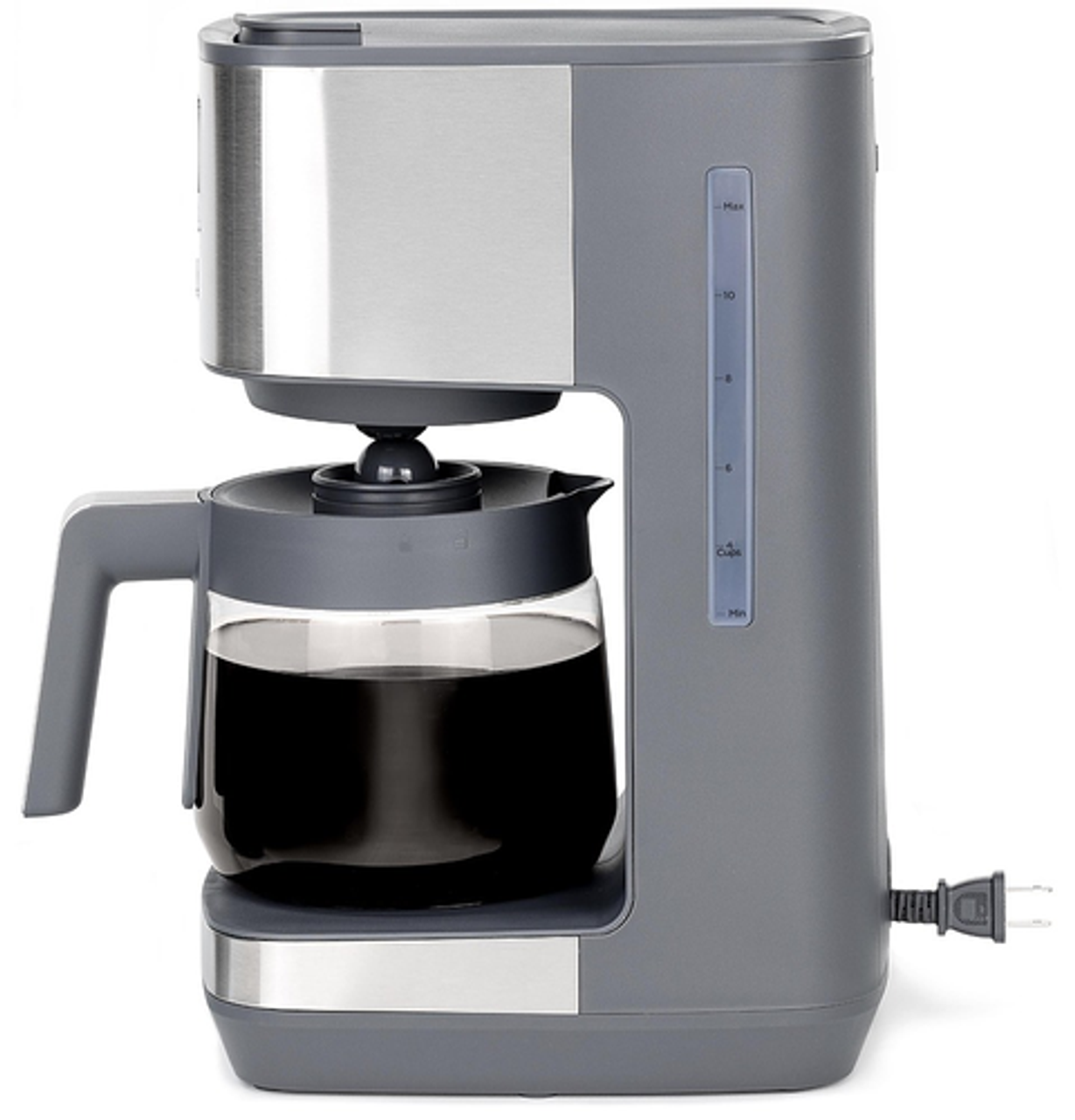 GE - 12 Cup Programmable Coffee Maker with Adjustable Keep Warm Plate and Glass Carafe - Stainless Steel