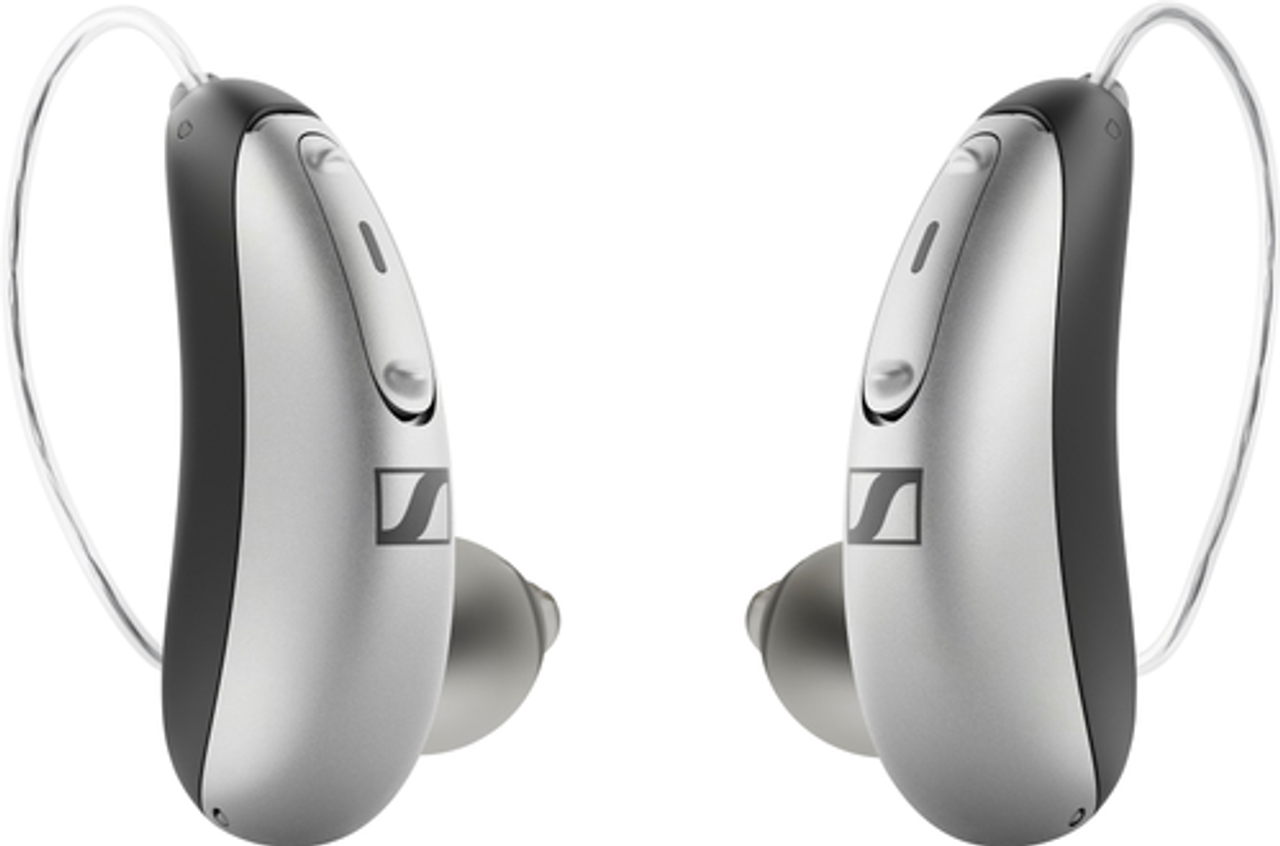 Sennheiser - All-Day Clear - OTC Self-Fitting Hearing Aid for Mild to Moderate Hearing Loss – All-Day Wear & Bluetooth - Gray