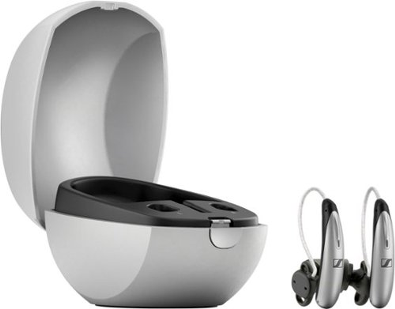 Sennheiser - All-Day Clear Slim - OTC Self-Fitting Hearing Aid for Mild to Moderate Hearing Loss – All-Day Wear & Bluetooth - Gray