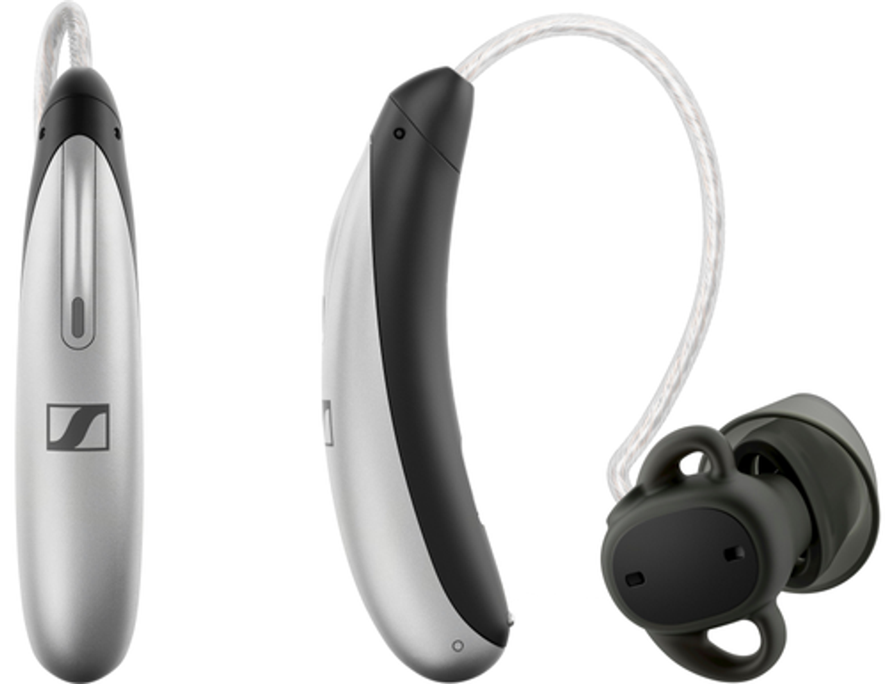 Sennheiser - All-Day Clear Slim - OTC Self-Fitting Hearing Aid for Mild to Moderate Hearing Loss – All-Day Wear & Bluetooth - Gray