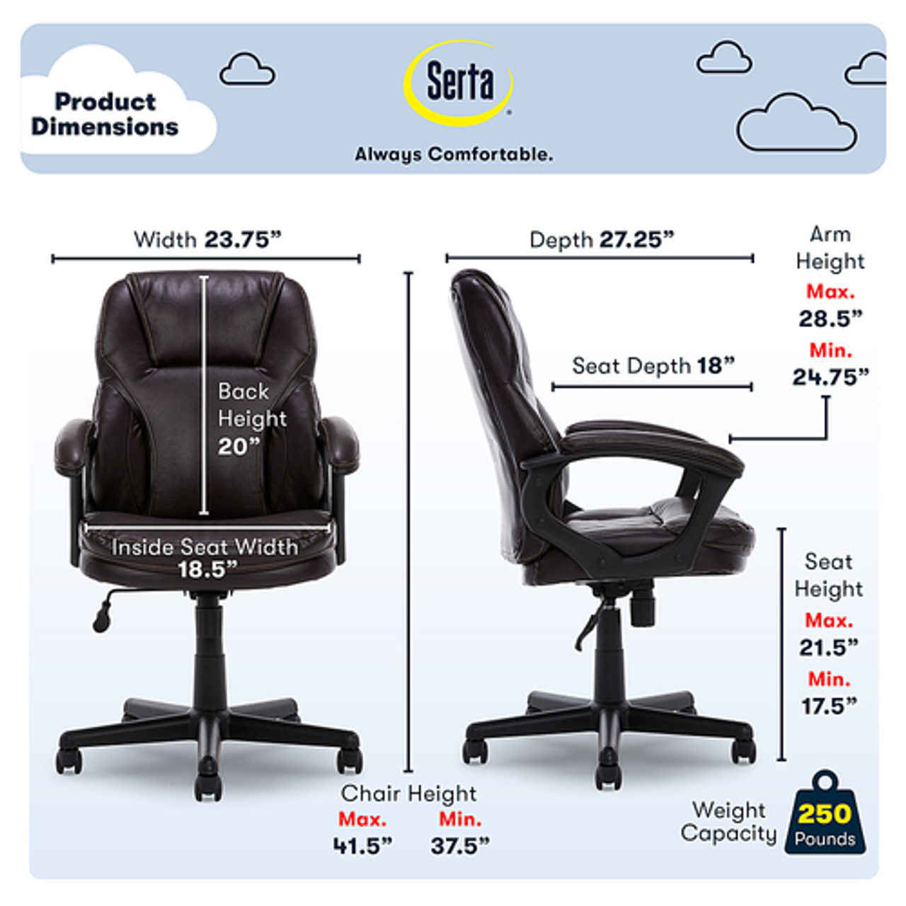 Serta - Mitchell Manager Office Chair - Chestnut Brown