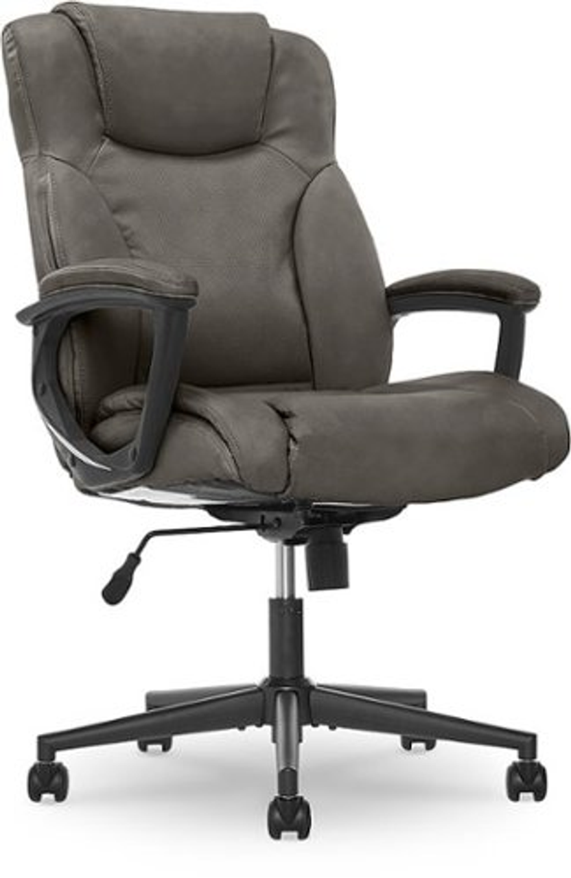 Serta - Connor Upholstered Executive High-Back Office Chair with Lumbar Support - Bonded Leather - Gray