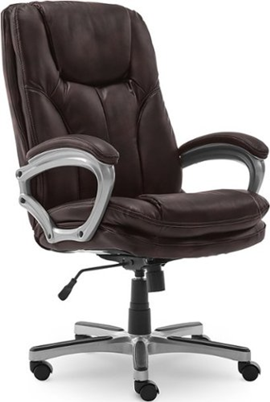 Serta - Benton Big and Tall Puresoft Faux Leather Executive Office Chair - 350 lb capacity - Chestnut