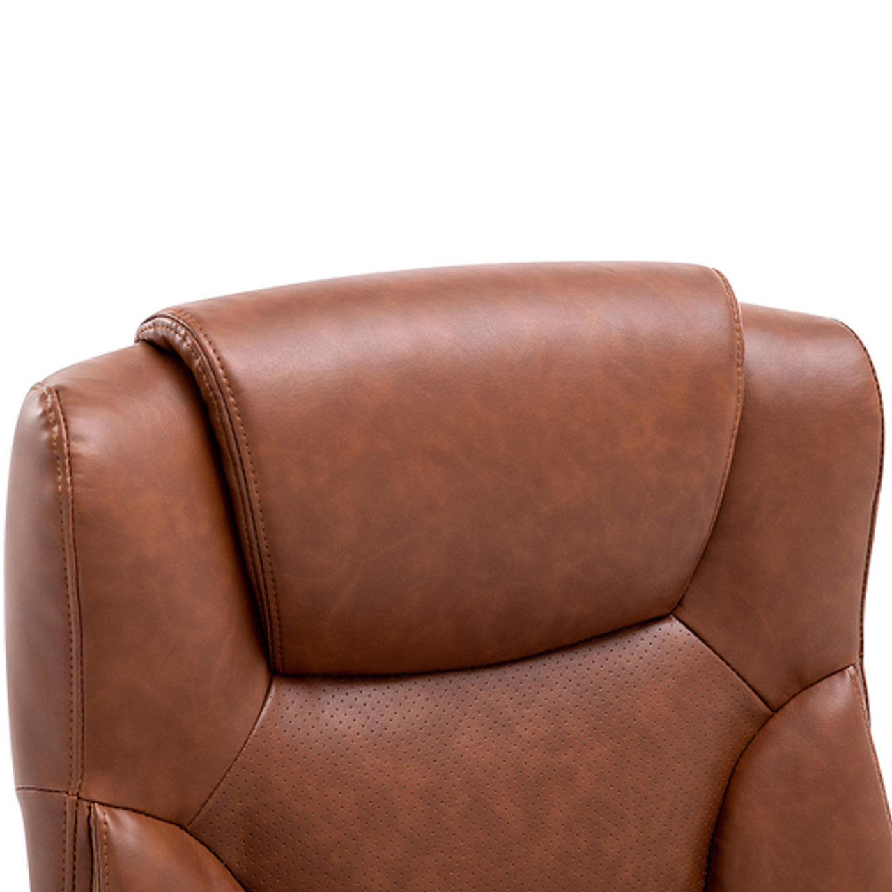 Serta - Connor Upholstered Executive High-Back Office Chair with Lumbar Support - Bonded Leather - Cognac