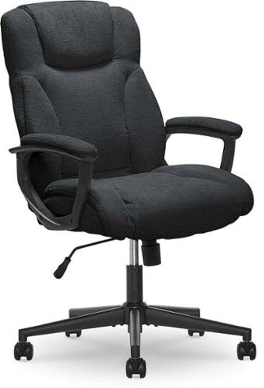 Serta - Connor Upholstered Executive High-Back Office Chair with Lumbar Support - Microfiber - Black