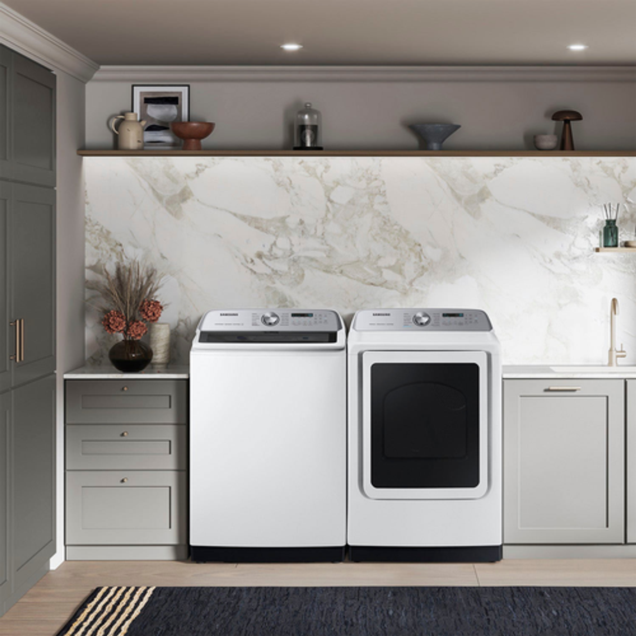 Samsung - 5.5 cu. ft. High-Efficiency Smart Top Load Washer with Super Speed Wash - White