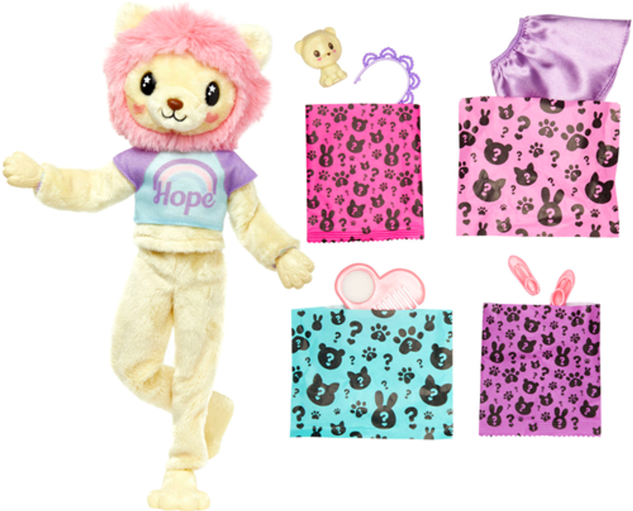 Barbie - Color Reveal Cozy Cute Tees Series Lion 11.5" Doll