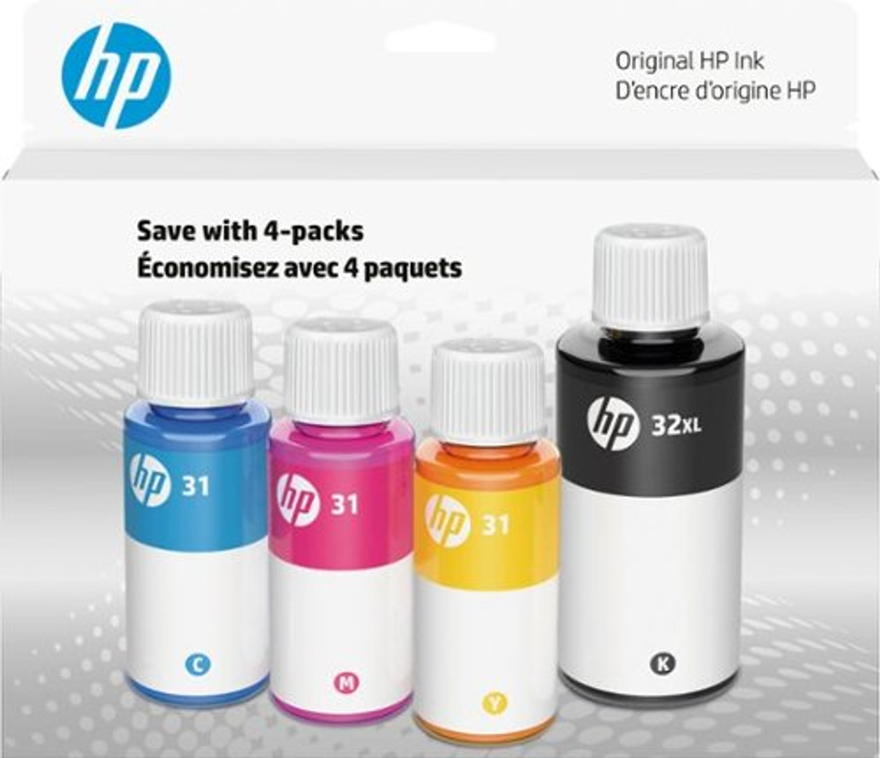 HP - 31/32XL 4-Pack Original Ink Bottles - Black/Cyan/Magenta/Yellow
