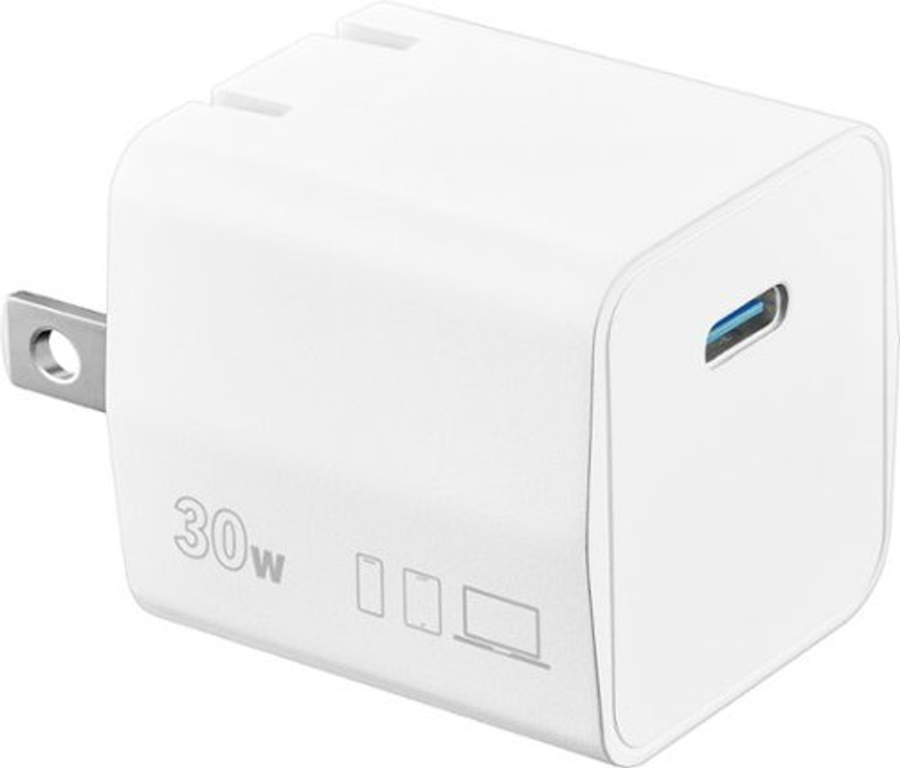 Insignia™ - 30W USB-C Foldable Compact Wall Charger for MacBook Air, iPad, Smartphone, Tablet and More - White