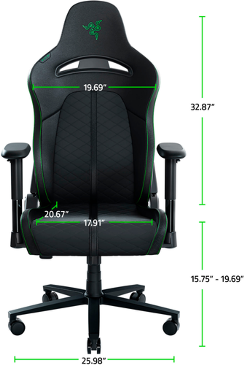 Razer - Enki X Essential Gaming Chair for All-Day Comfort - Black/Green