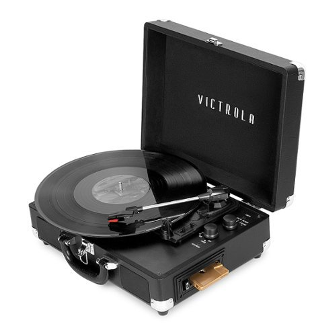 Victrola - Journey+ Cassette Bluetooth Suitcase Record Player - Black