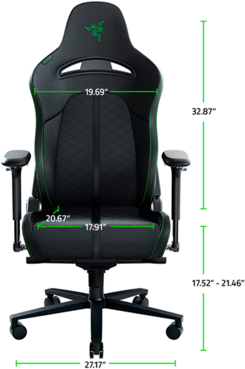 Razer - Enki Gaming Chair for All-Day Comfort - Green/Black