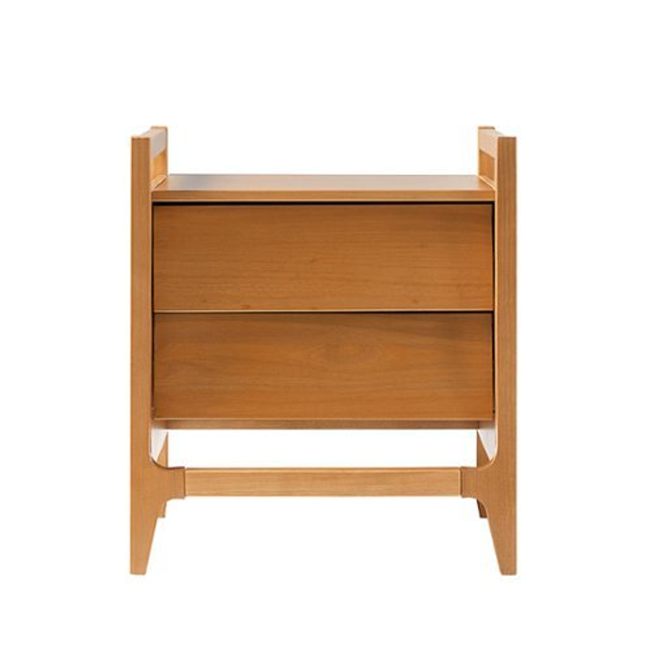 Walker Edison - Mid-Century Modern Solid Wood 2-Drawer Nightstand - Caramel