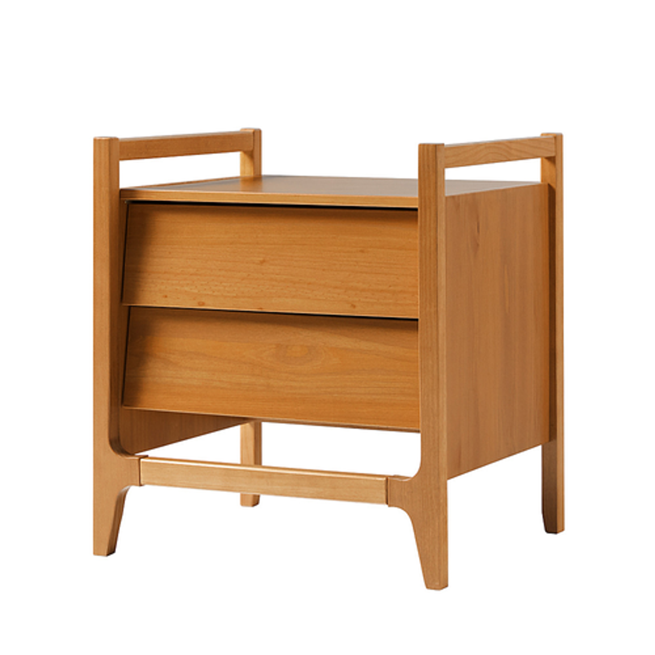 Walker Edison - Mid-Century Modern Solid Wood 2-Drawer Nightstand - Caramel