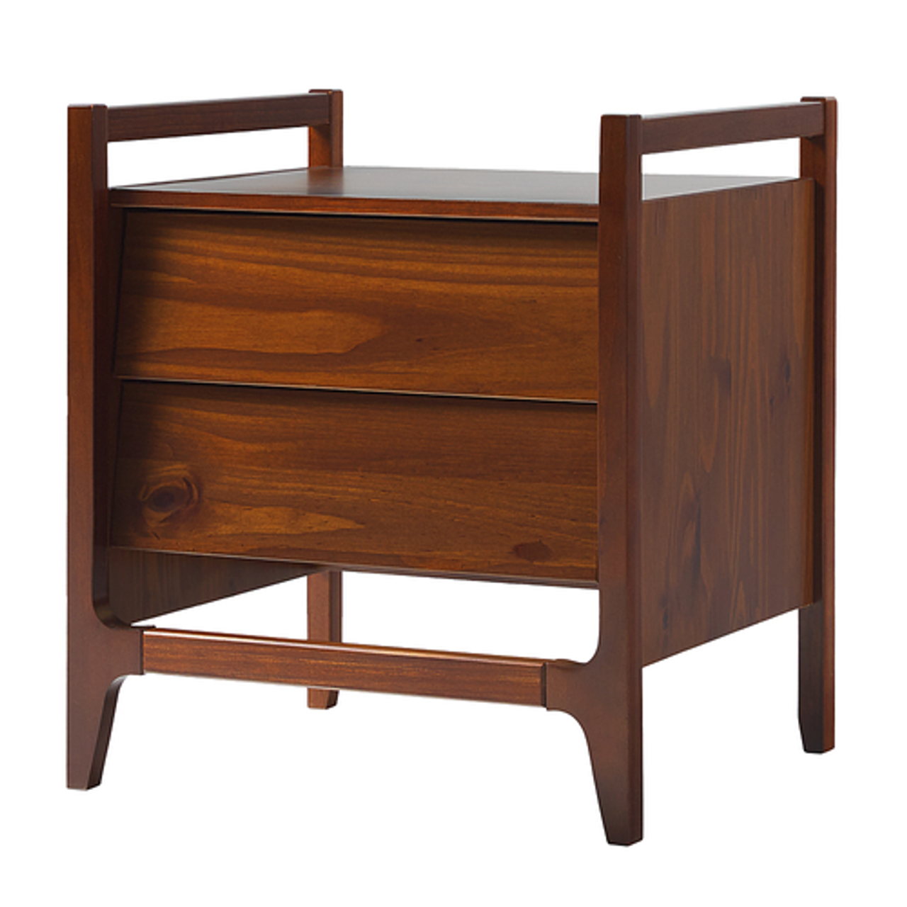 Walker Edison - Mid-Century Modern Solid Wood 2-Drawer Nightstand - Walnut