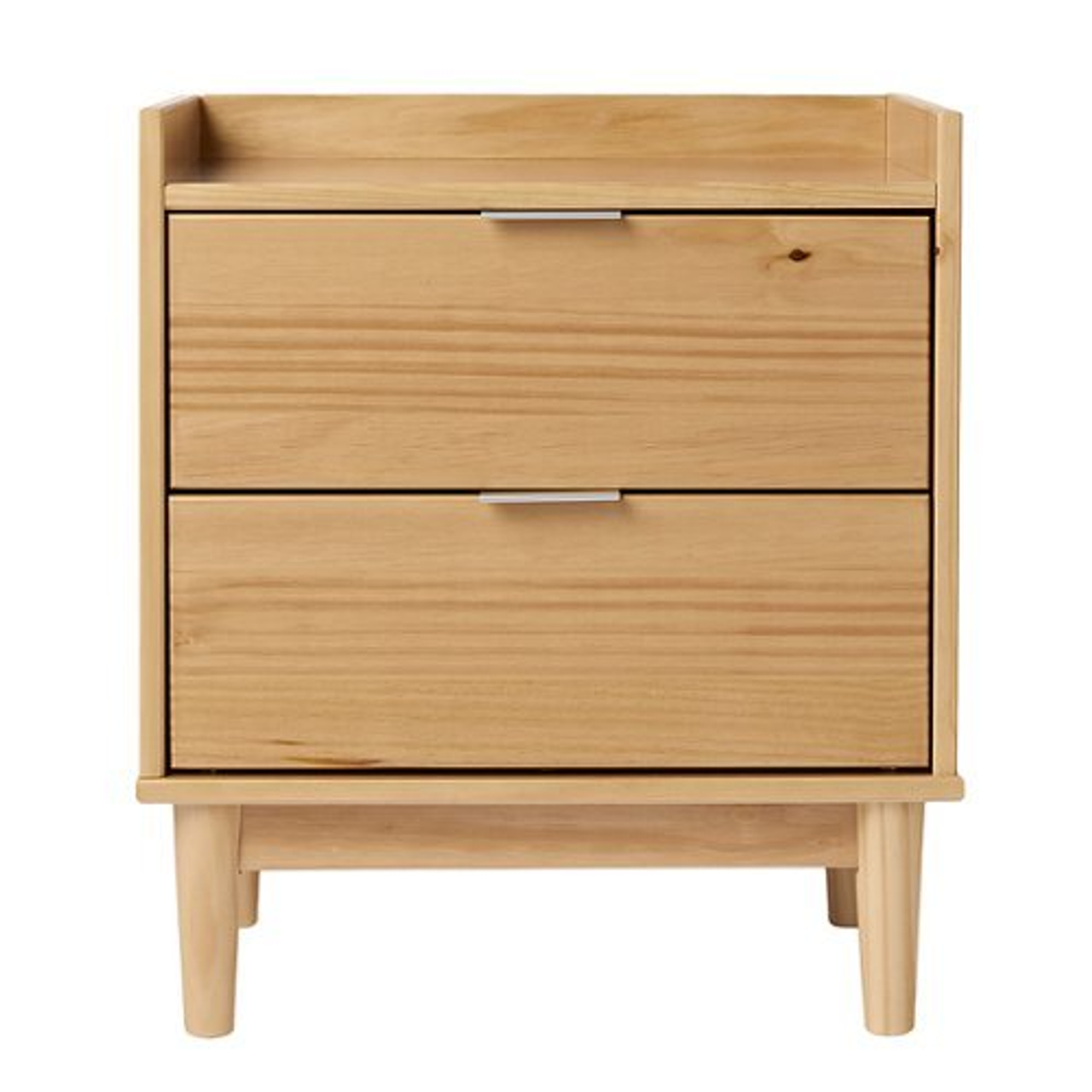 Walker Edison - Mid-Century Modern 2-Drawer Gallery-Top Nightstand - Natural Pine