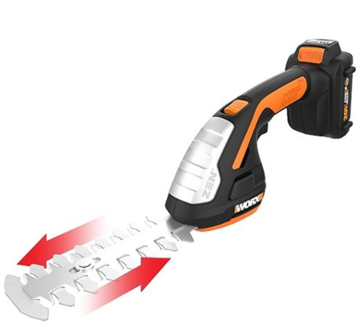 Worx WG801 20V Power Share Cordless 4" Shear and 8" Shrubber Trimmer (Battery & Charger Included) - Black