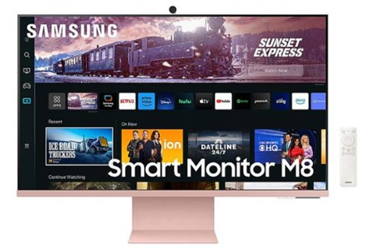 Samsung - 27" M80C 4K UHD Smart Monitor with Streaming TV and SlimFit Camera Included - Pink