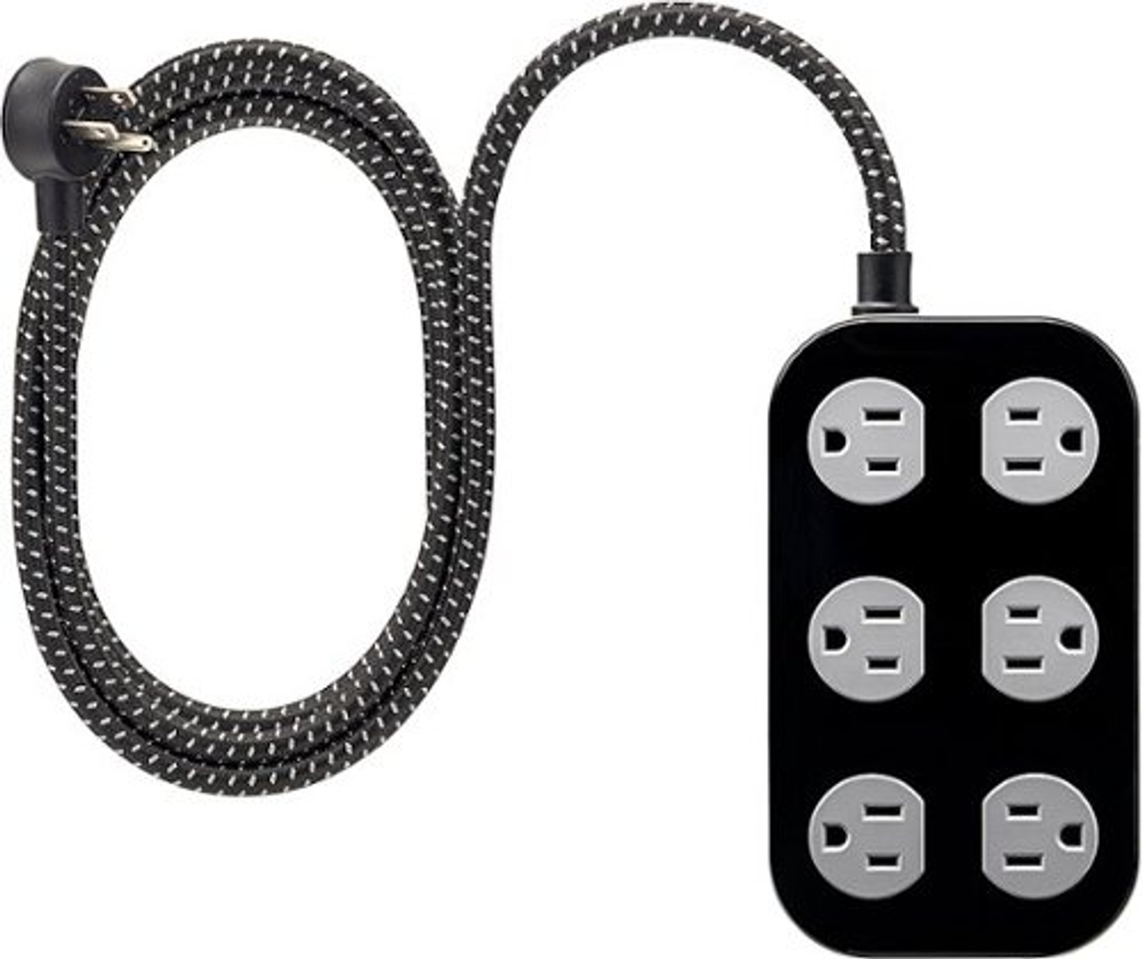 Cordinate 6-Outlet Surge Protector, 8ft Cord - Black/Gray
