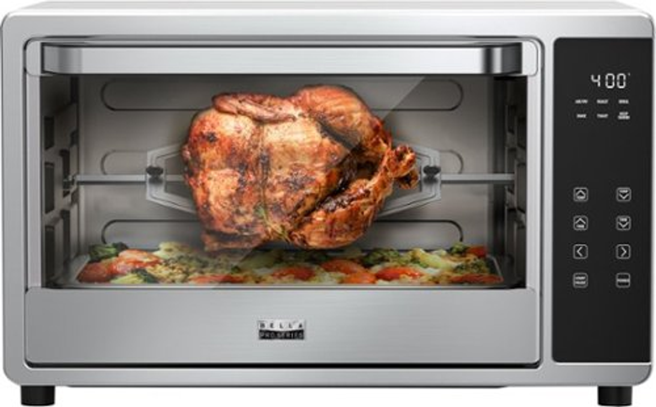 Bella Pro Series - 6-Slice Air Fryer Toaster Oven with Rotisserie - Stainless Steel