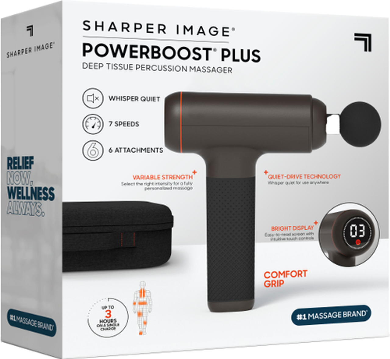 Sharper Image - Powerboost Deep Tissue Massager - Black