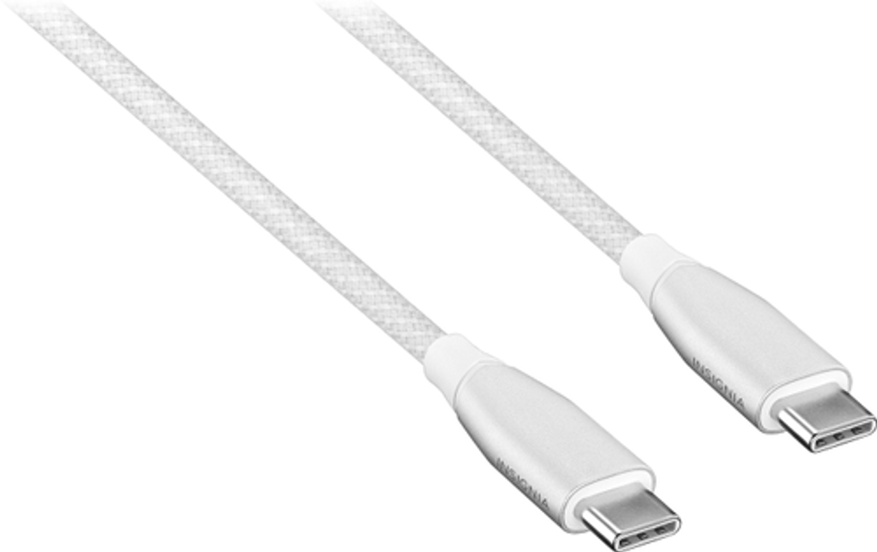 Insignia™ - 7' USB-C to USB-C Charge-and-Sync Cable with Braided Jacket - White