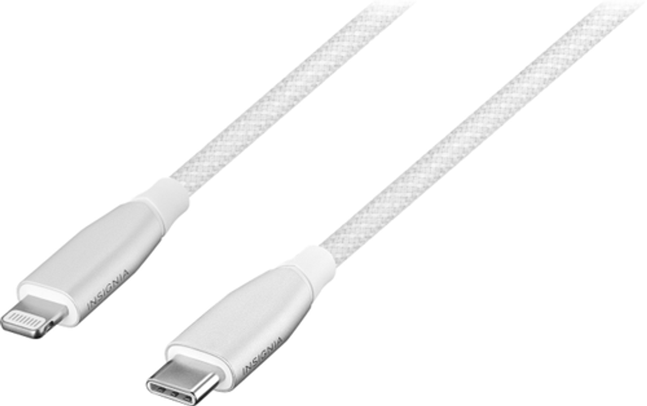 Insignia™ - 7' USB-C to Lightning Charge-and-Sync Cable with Braided Jacket - White