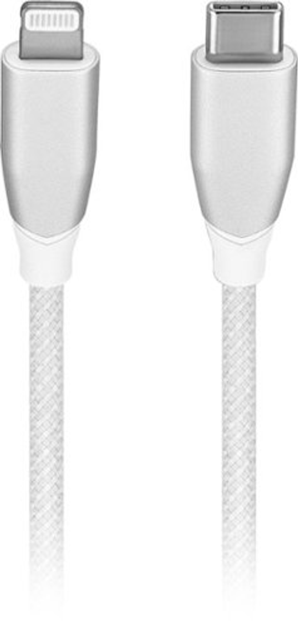 Insignia™ - 4' USB-C to Lightning Charge-and-Sync Cable with Braided Jacket - White