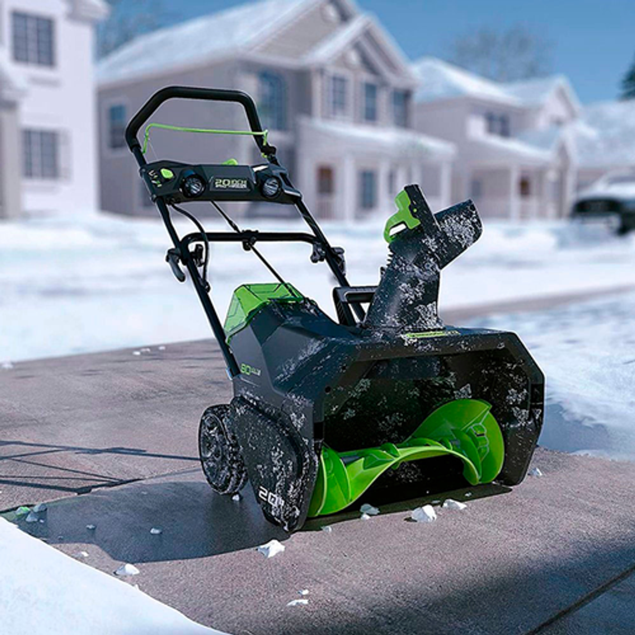 Greenworks - 20 in. Pro 80-Volt Cordless Brushless Snow Blower (4.0Ah Battery and Charger Included) - Direct Import - Green