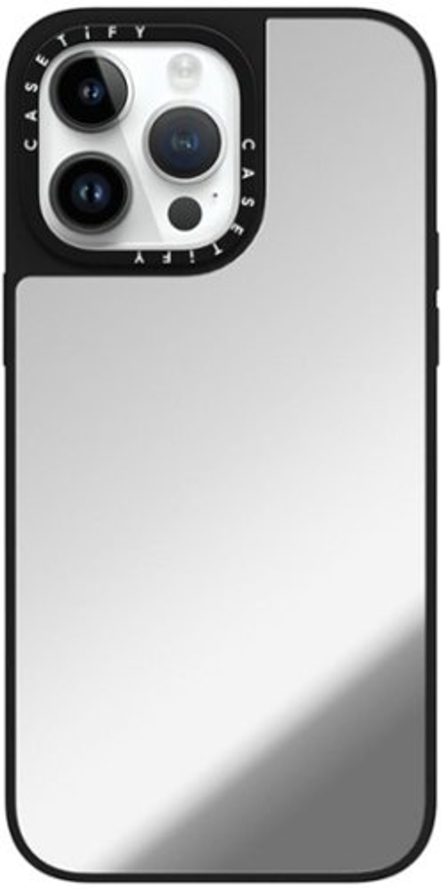 Casetify - Mirror Case MagSafe Compatible for Apple iPhone 15 Pro Max - Silver with Black Bumper