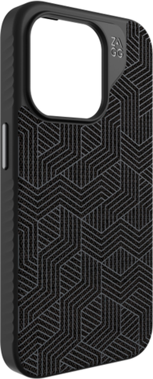 ZAGG - London Snap MagSafe Compatible Case with Stylish Fabric Exterior for Apple iPhone 15 Pro - Black