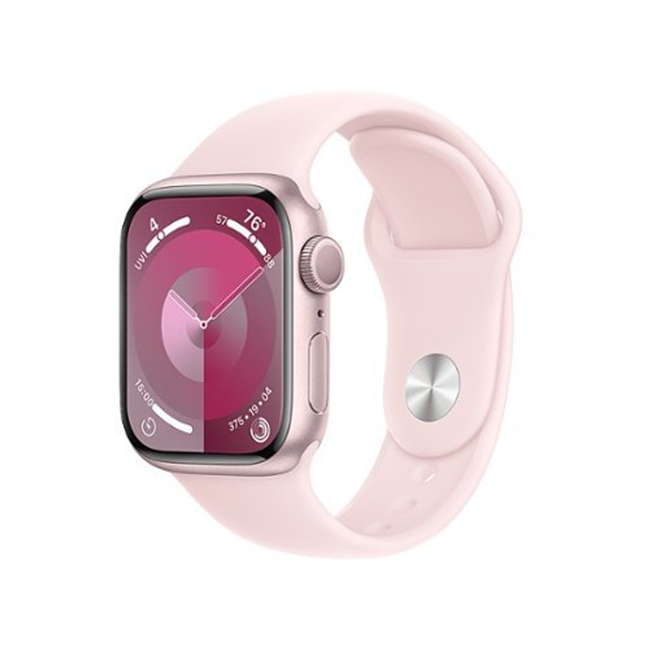 Apple Watch Series 9 GPS 41mm Pink Aluminum Case with Light Pink Sport Band - S/M - Pink