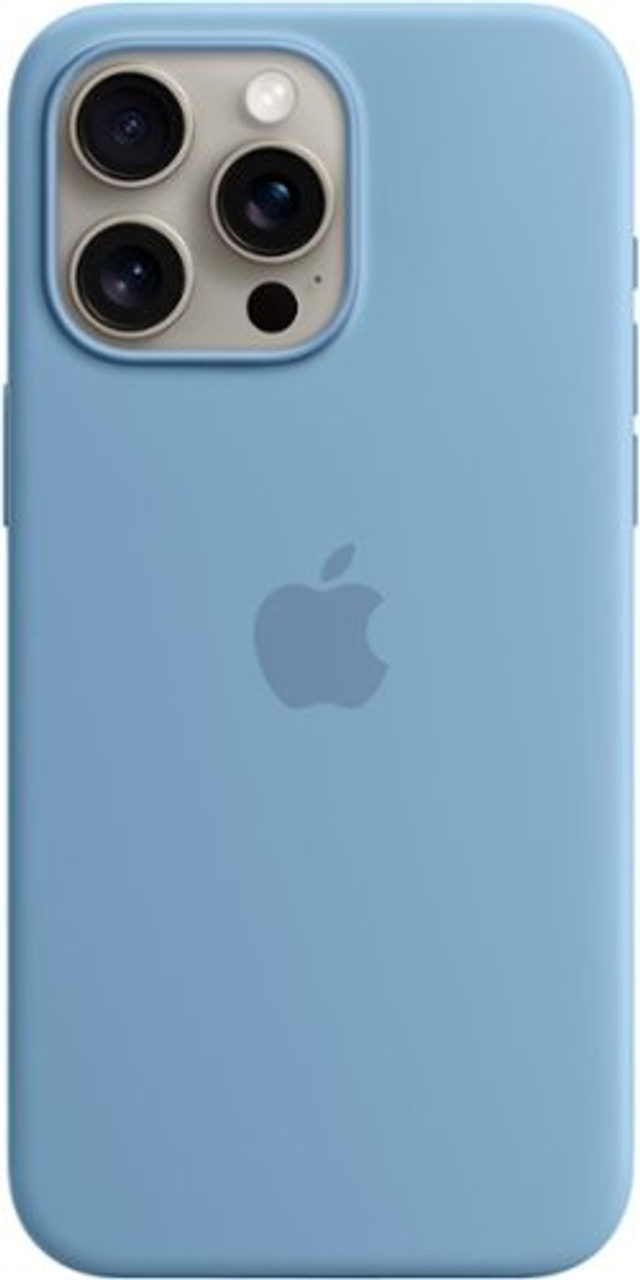 Apple - iPhone 15 Pro Max Silicone Case with MagSafe - Winter Blue