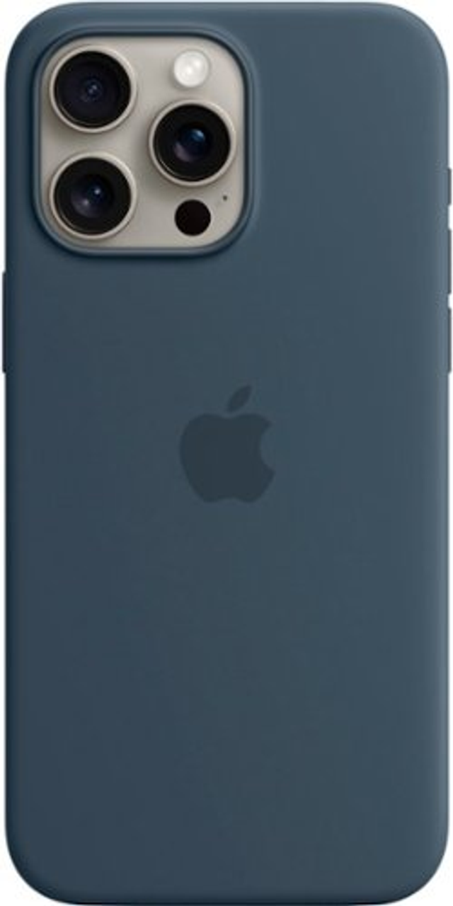 Apple - iPhone 15 Pro Max Silicone Case with MagSafe - Storm Blue