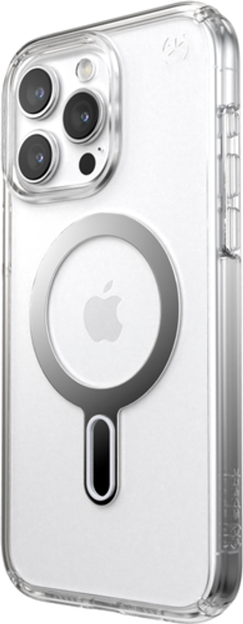 Speck - Presidio Perfect-Clear ClickLock Case with MagSafe for Apple iPhone 15 Pro Max - Clear/Chrome