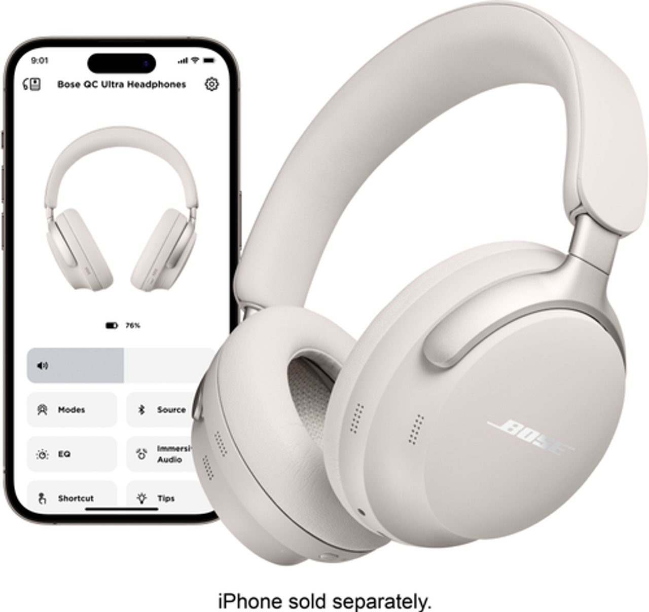 Bose - QuietComfort Ultra Wireless Noise Cancelling Over-the-Ear Headphones - White Smoke